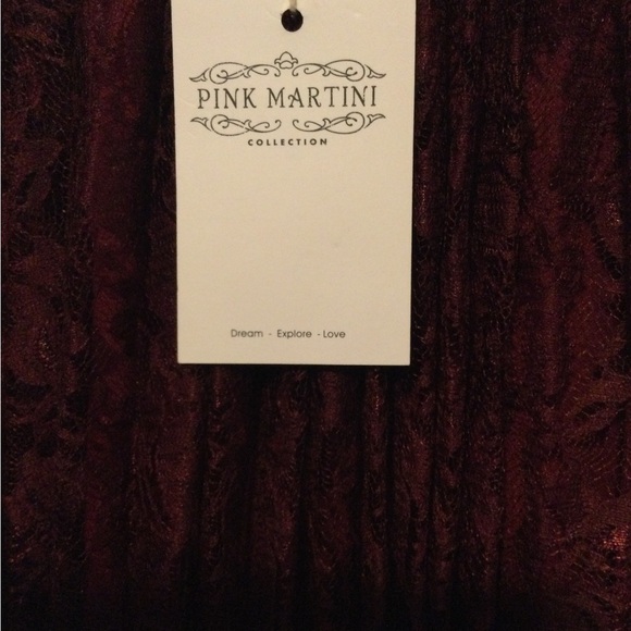 Pink Martini Burgundy Pleated Lace Skirt, Size S - Picture 3 of 8